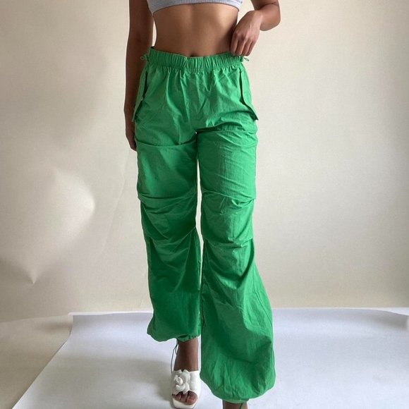Kelly Green Cargo Parachute Pants - Picture 8 of 8